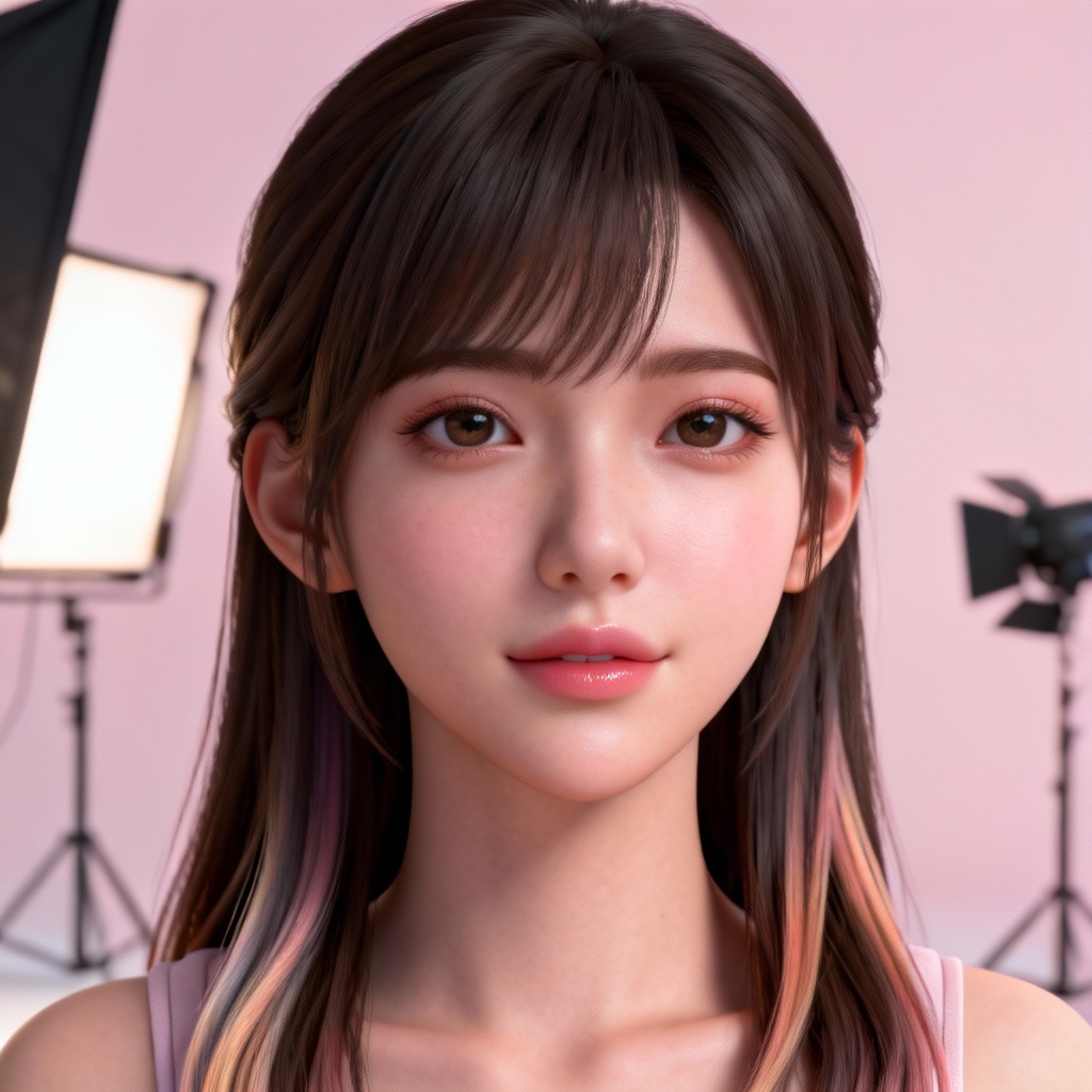 AI girlfriend studio portrait with soft lighting