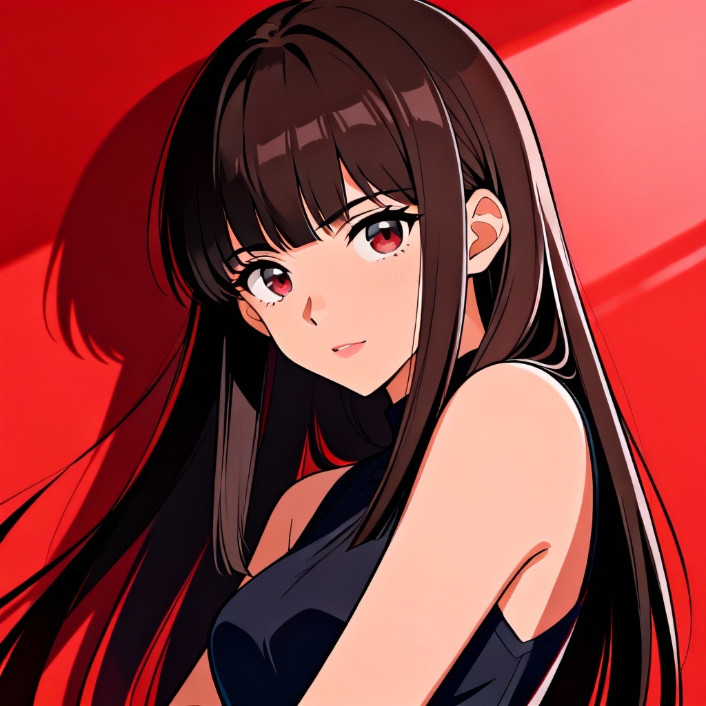 AI anime straight hair character