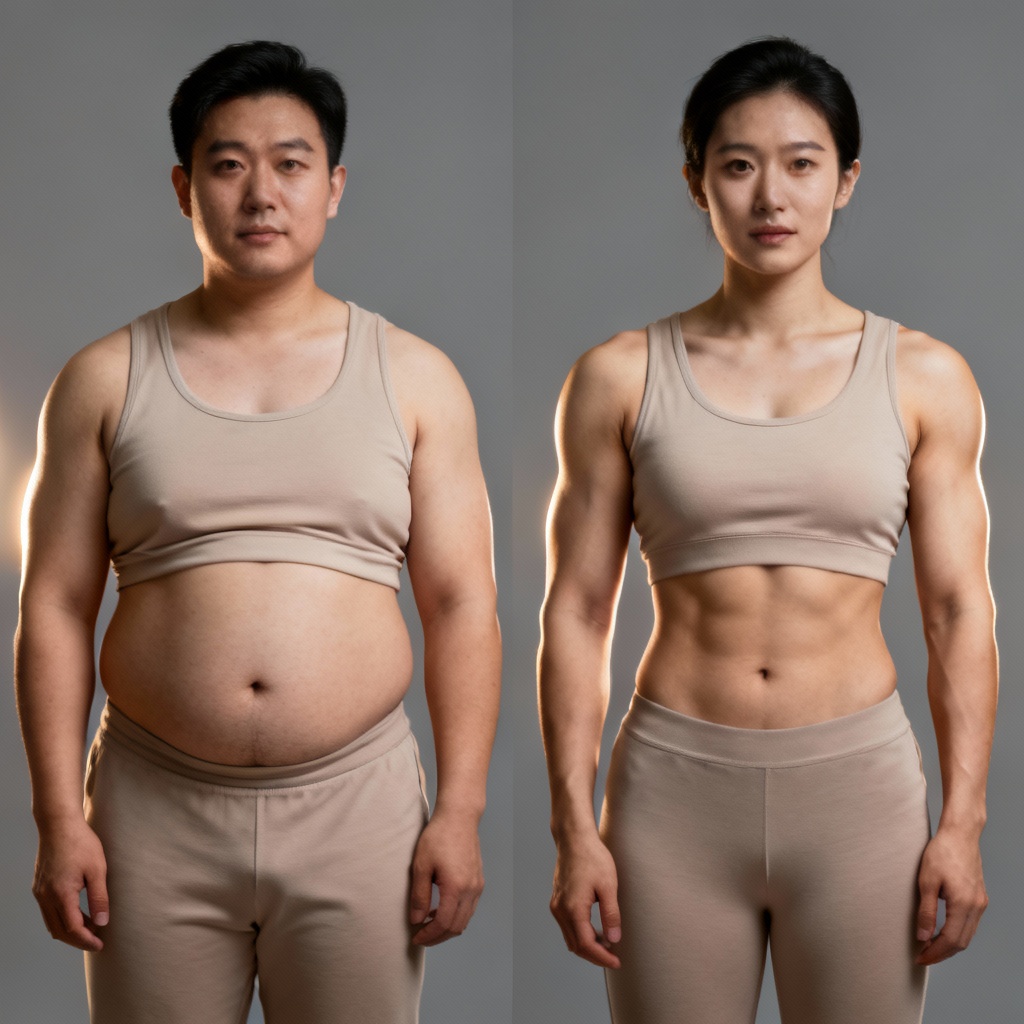 AI body transformation before and after preview