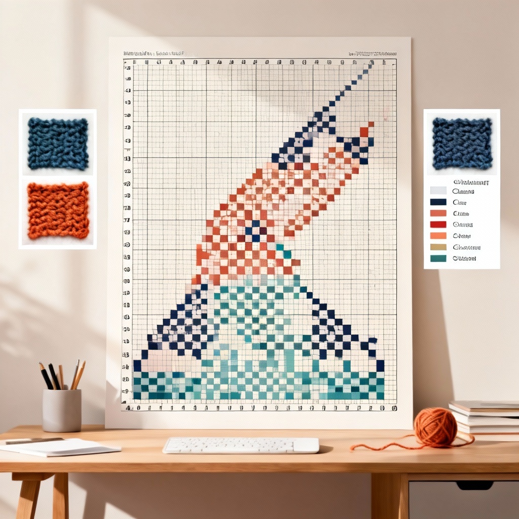 AI photo-to-knit chart portrait with limited yarn palette