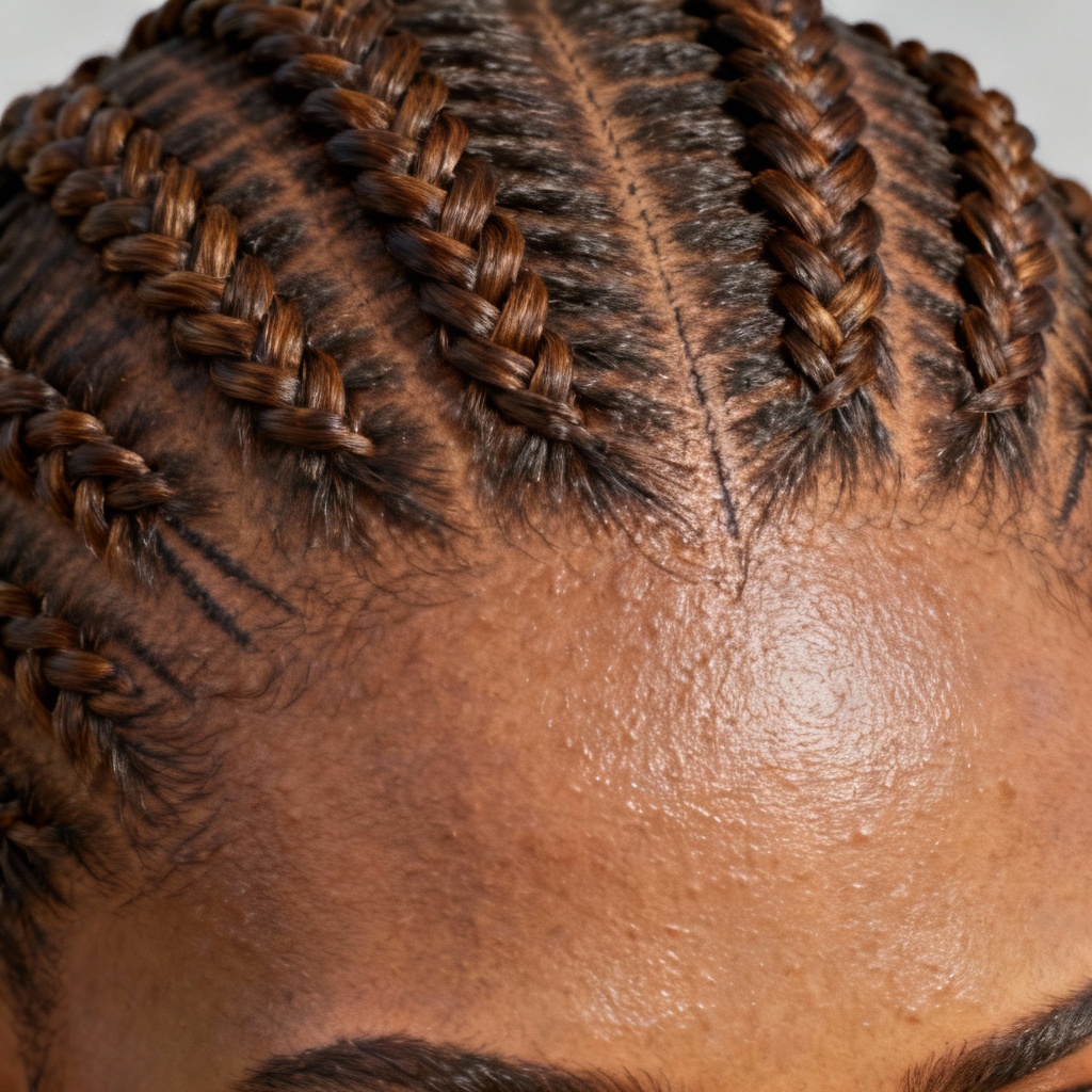 Cornrow braids scalp texture with PBR depth and variation