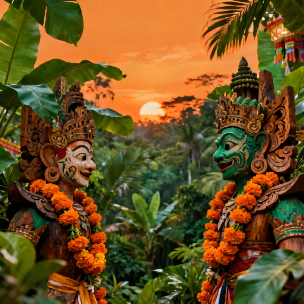 Tropical festival banner with jungle greens and handcrafted details