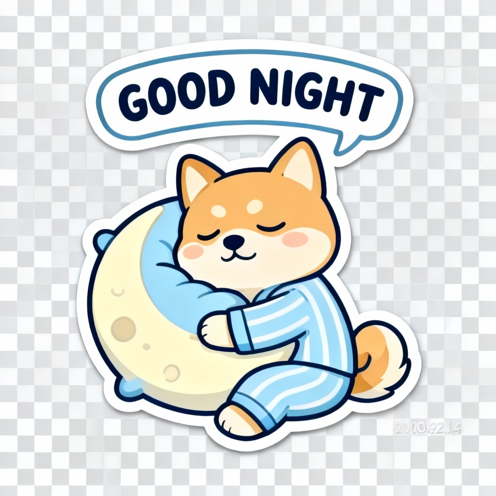 AI LINE sticker sleepy shiba saying good night