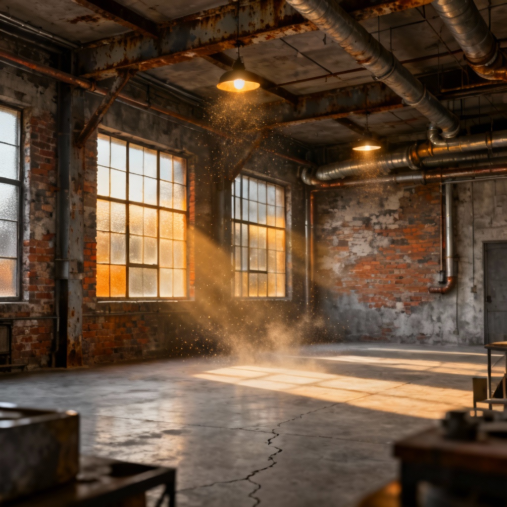 AI generated industrial loft with exposed brick and steel beams