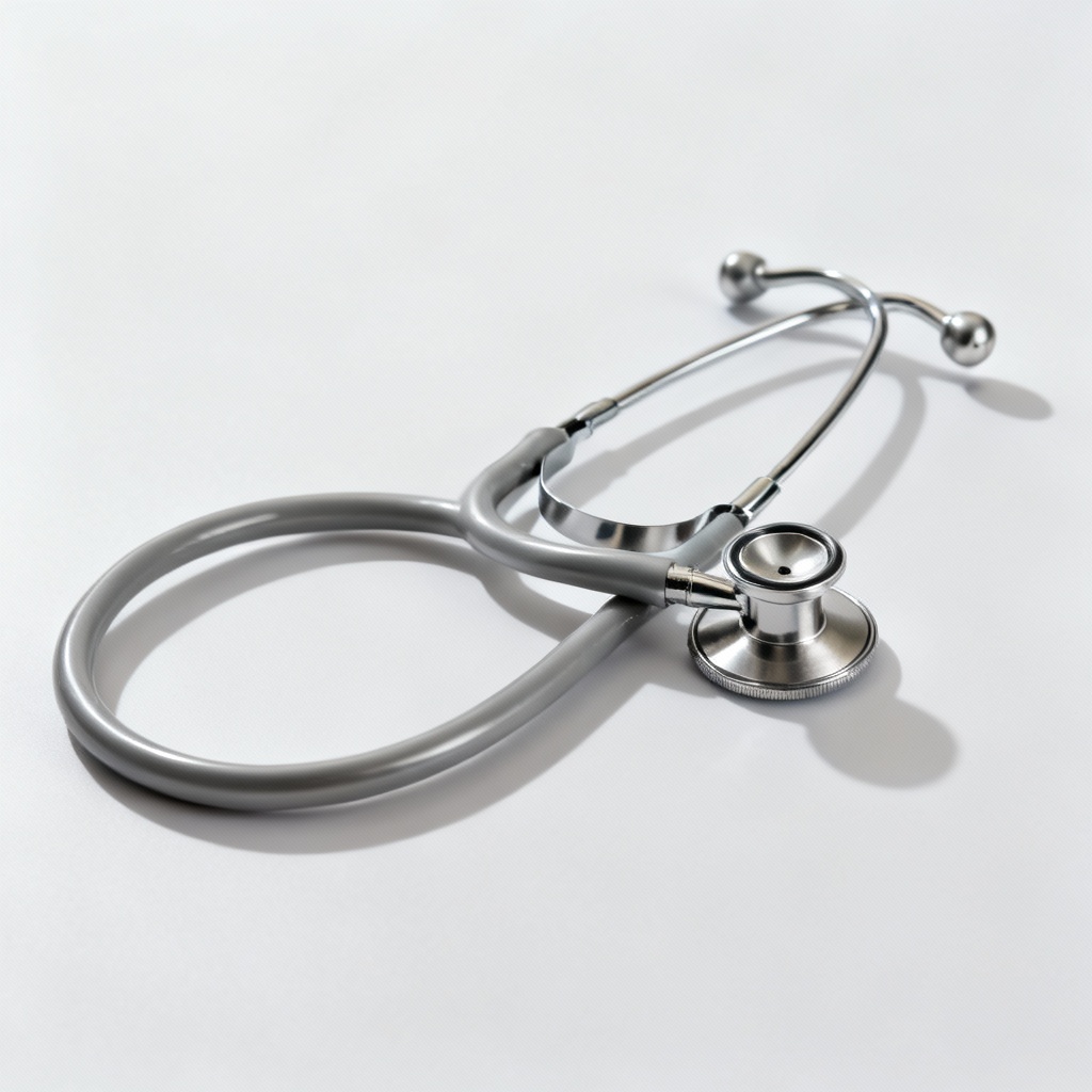Photorealistic dual-head stethoscope on white background