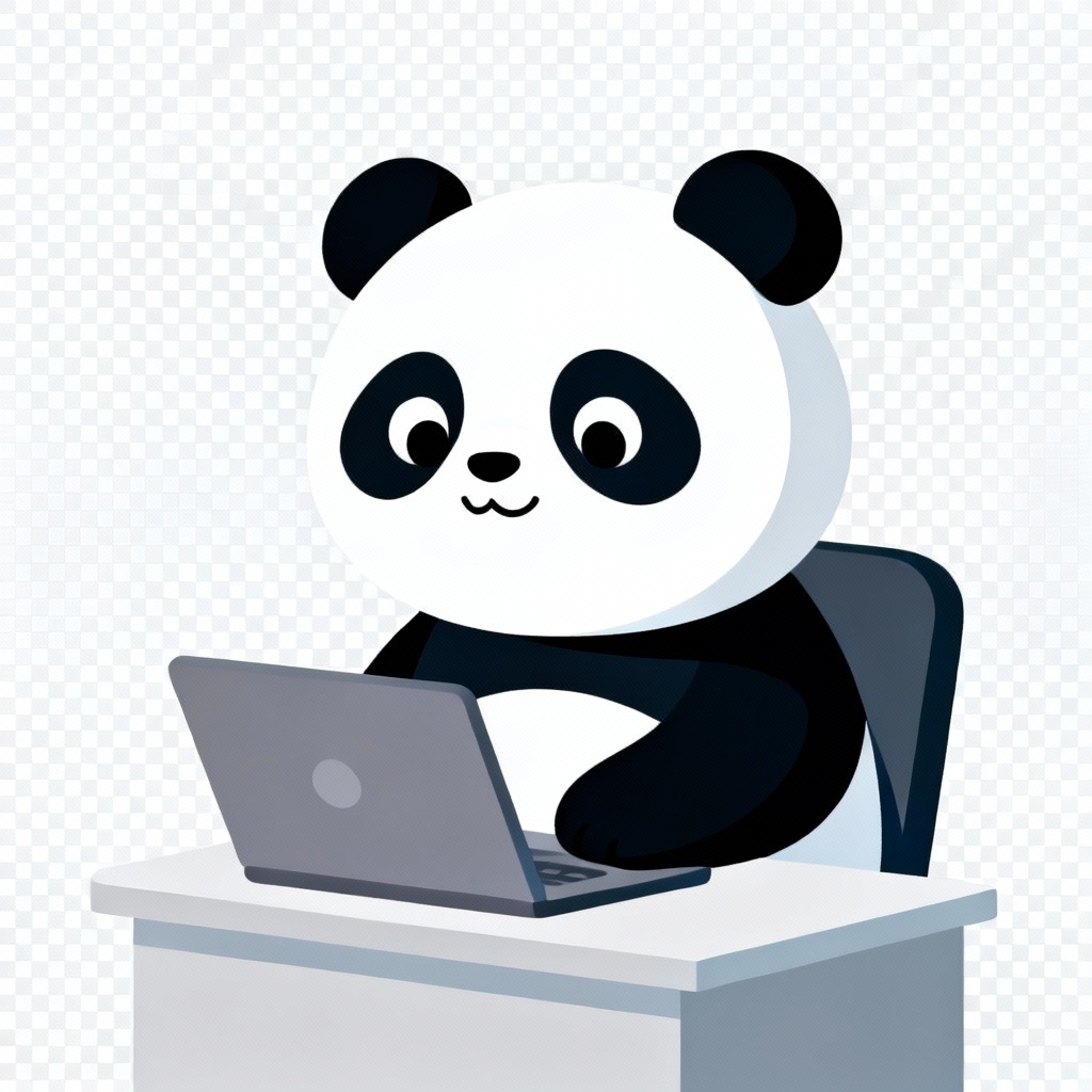 AI office panda clipart transparent