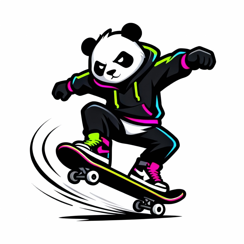 AI vector skateboard panda mascot