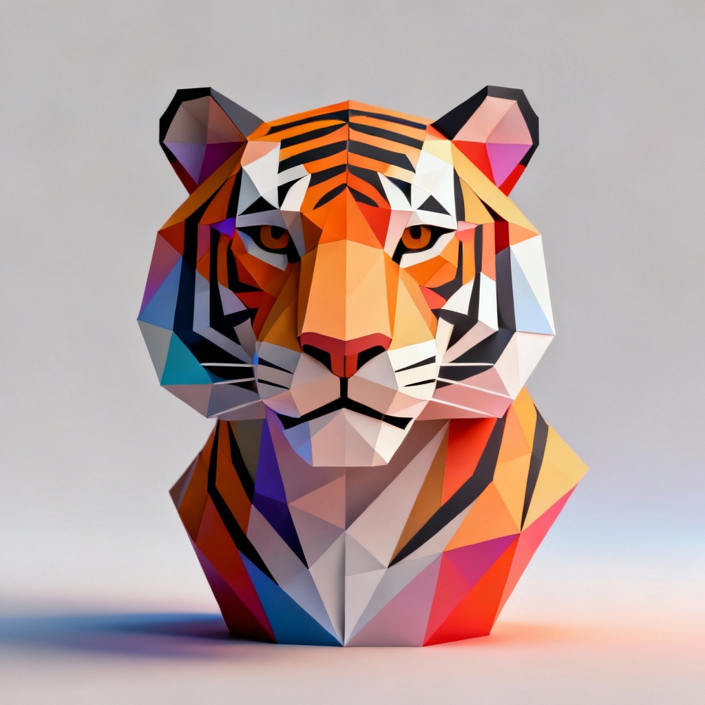 AI low poly geometric tiger artwork