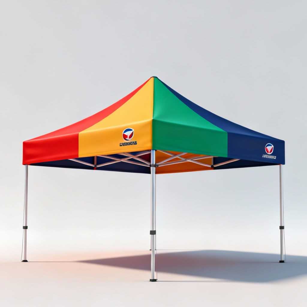 AI color-block golf umbrella mockup with logo