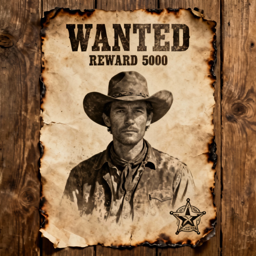 AI classic Western wanted poster