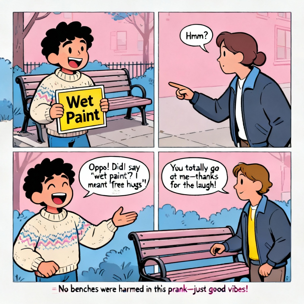 AI cartoon prank comic panels