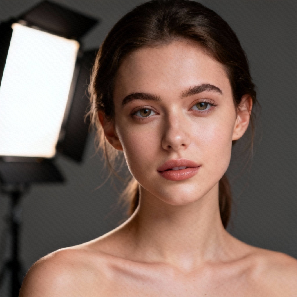 Photorealistic portrait of an adult woman generated by realistic AI girl generator