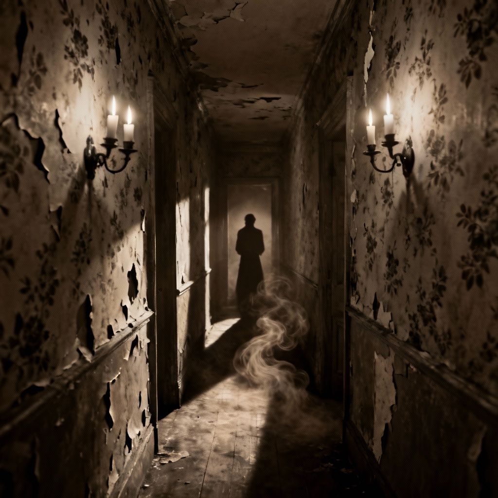 AI haunted Victorian hallway horror image