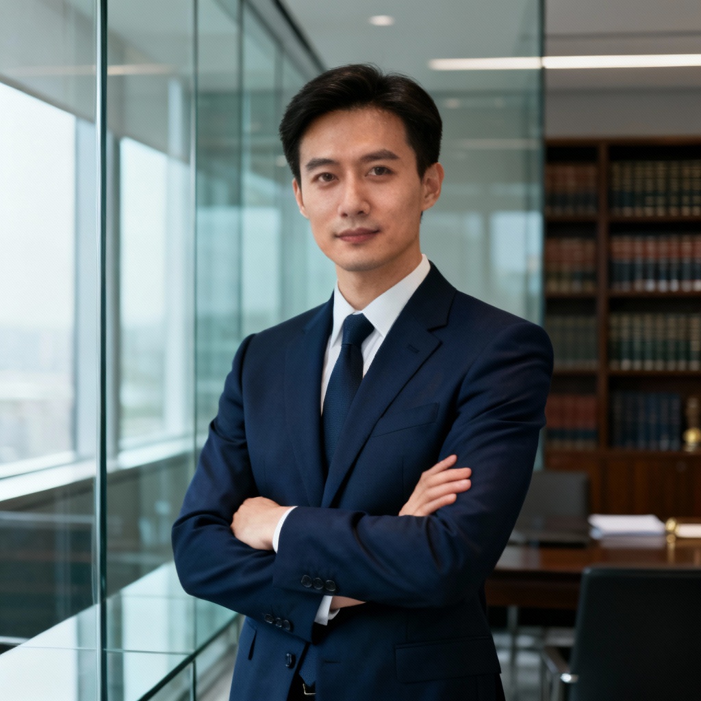 AI lawyer headshot in a modern law office