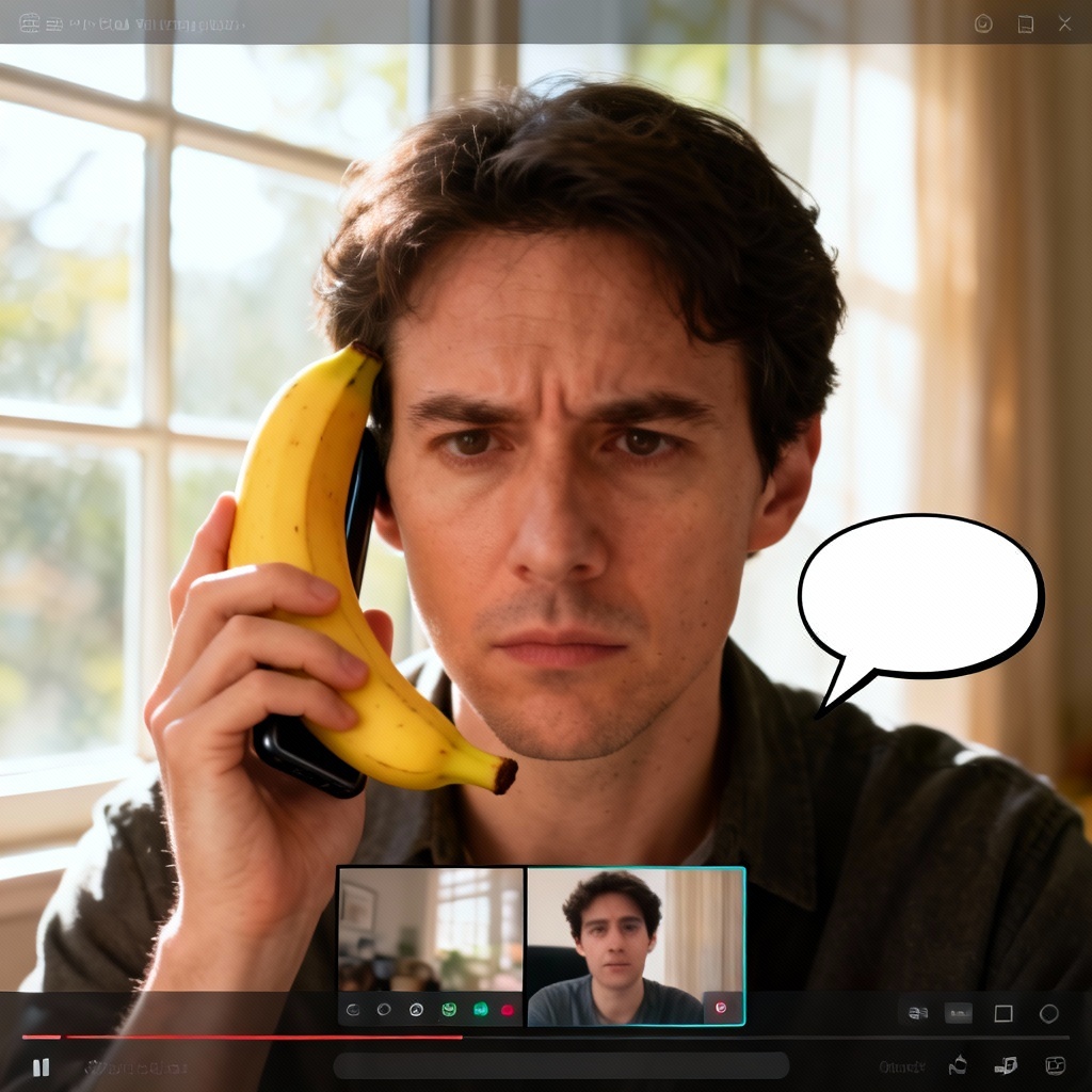 AI prank image of banana used as a phone