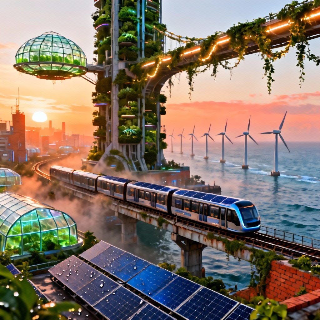 AI Solarpunk Sky Harbor Cityscape