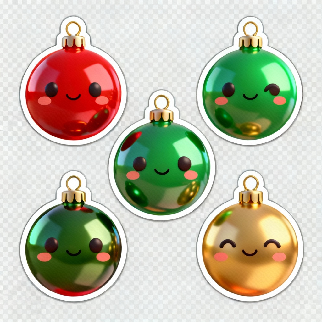 Kawaii 3D Christmas ornament clip art