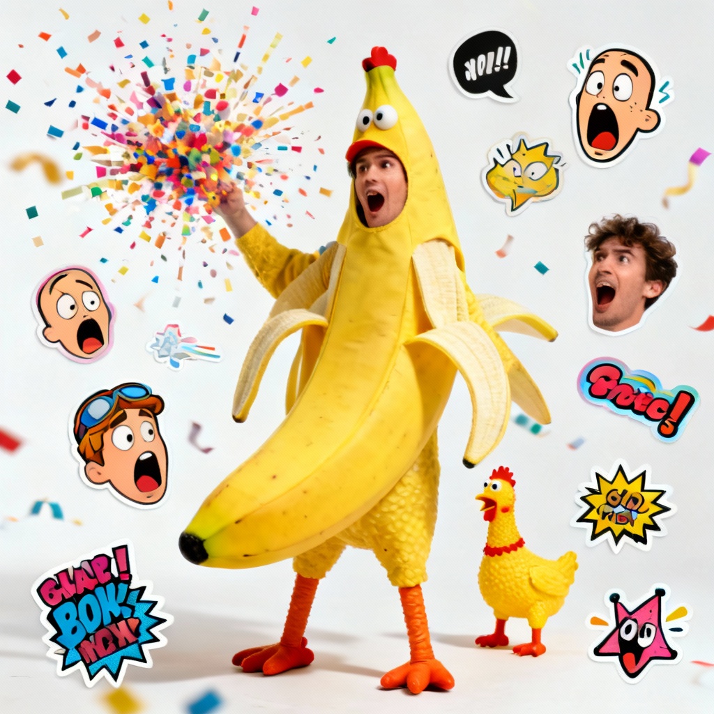 AI funny prank image collage with props and captions