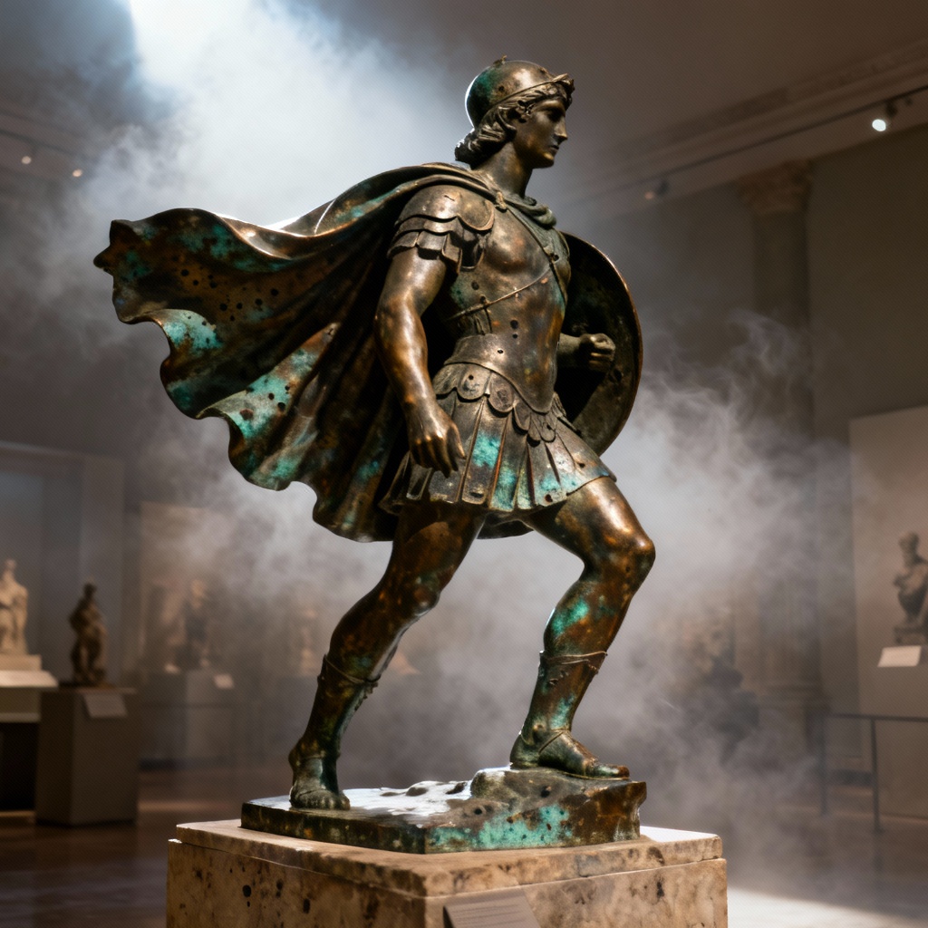 AI Patinated Bronze Warrior Statue