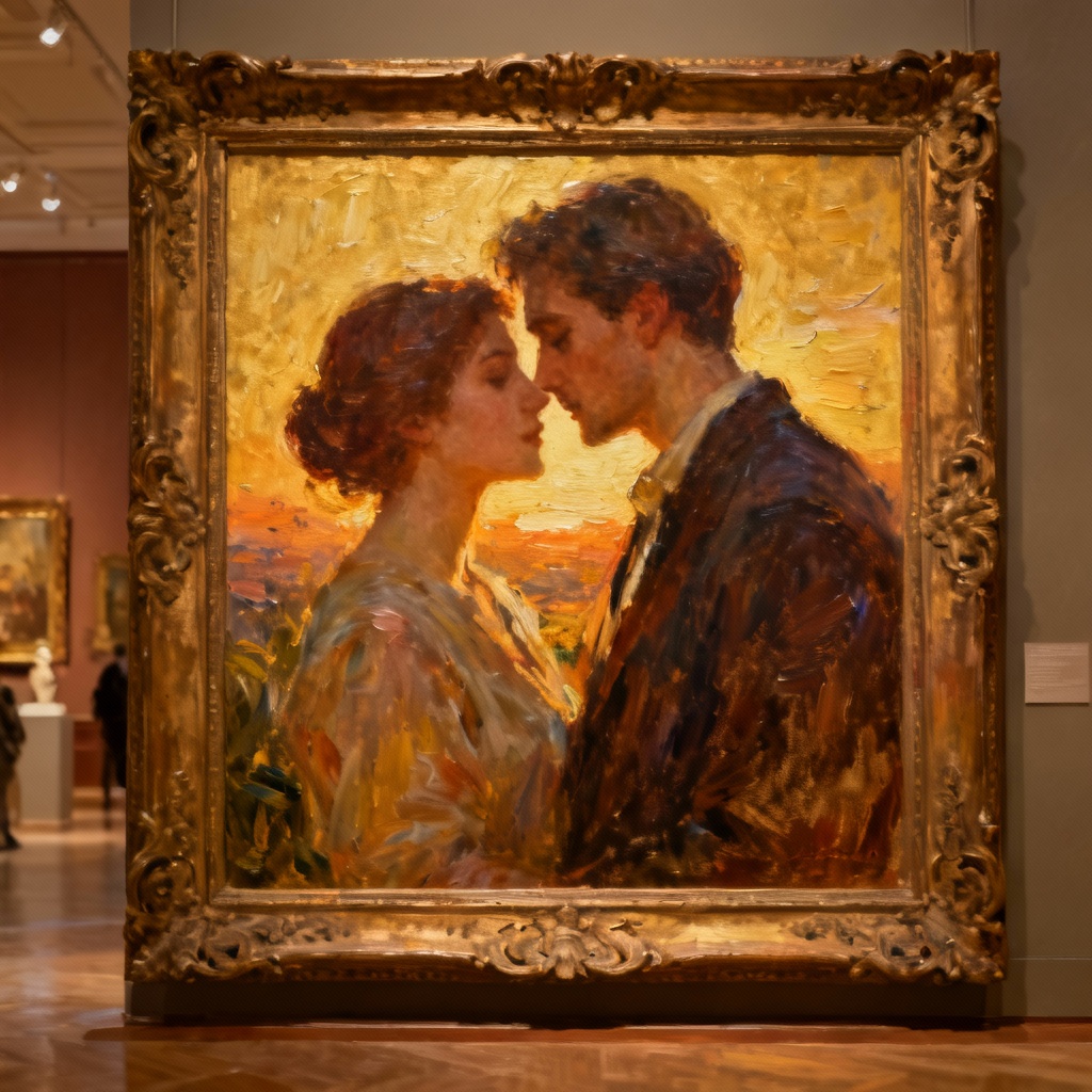 AI anniversary oil painting from photo