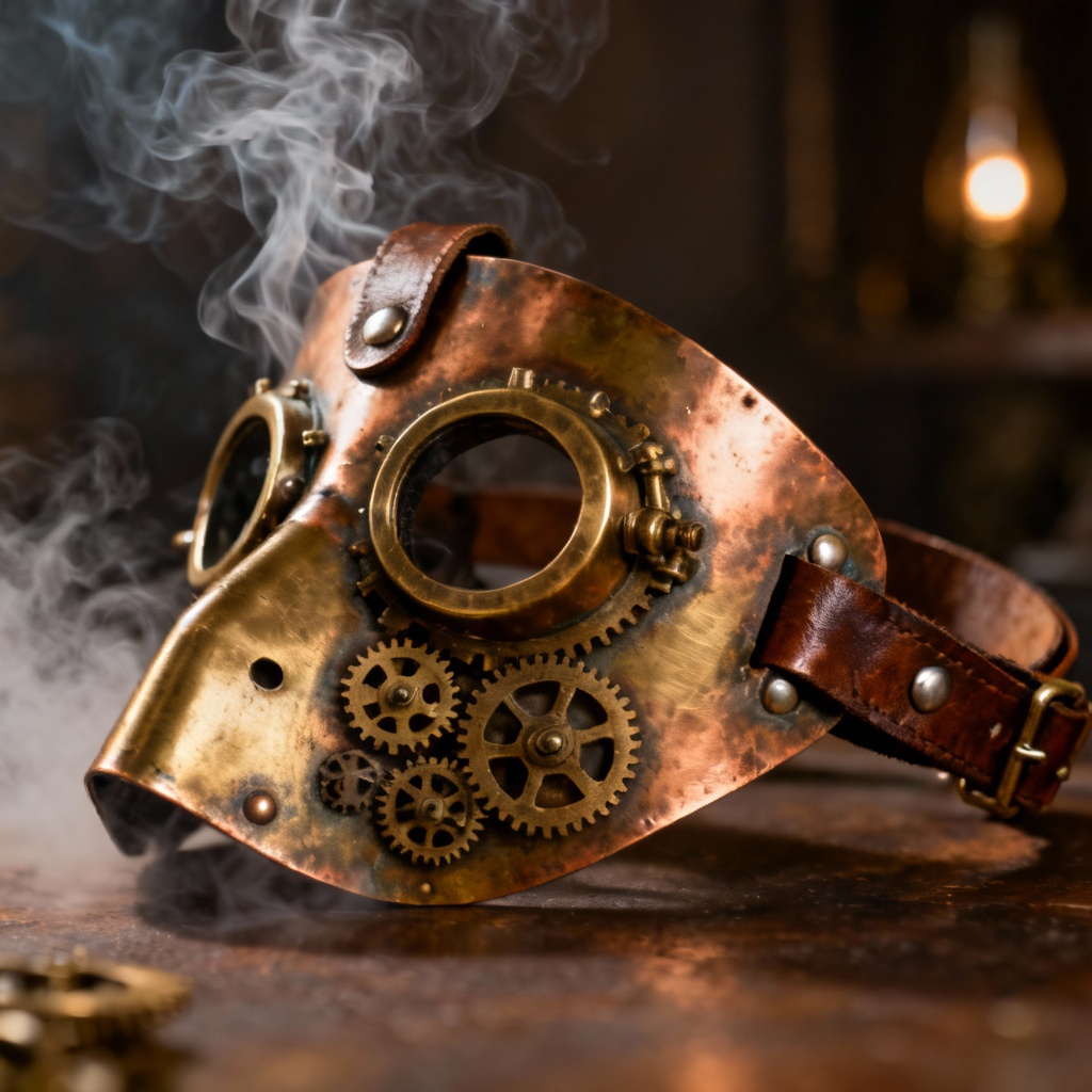 AI steampunk clockwork masquerade mask
