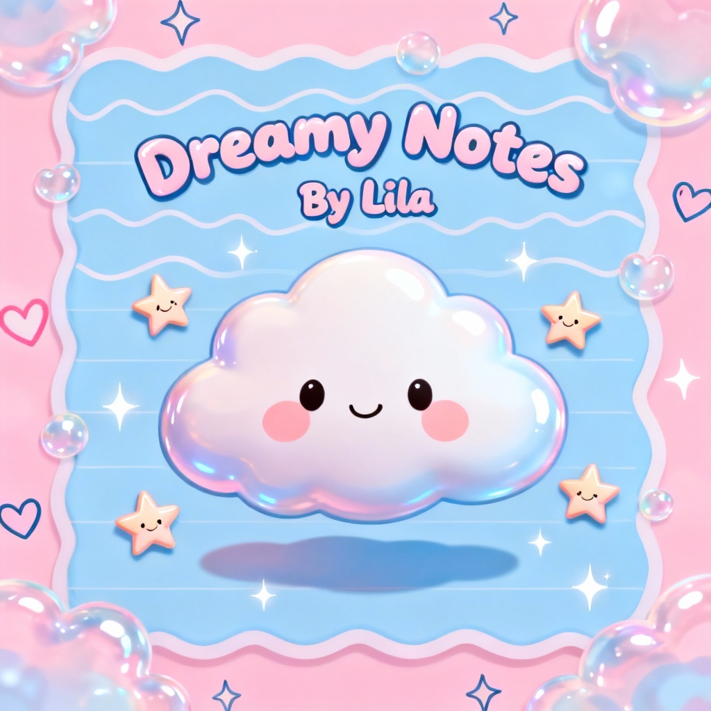 Kawaii pastel notebook cover with cute cloud