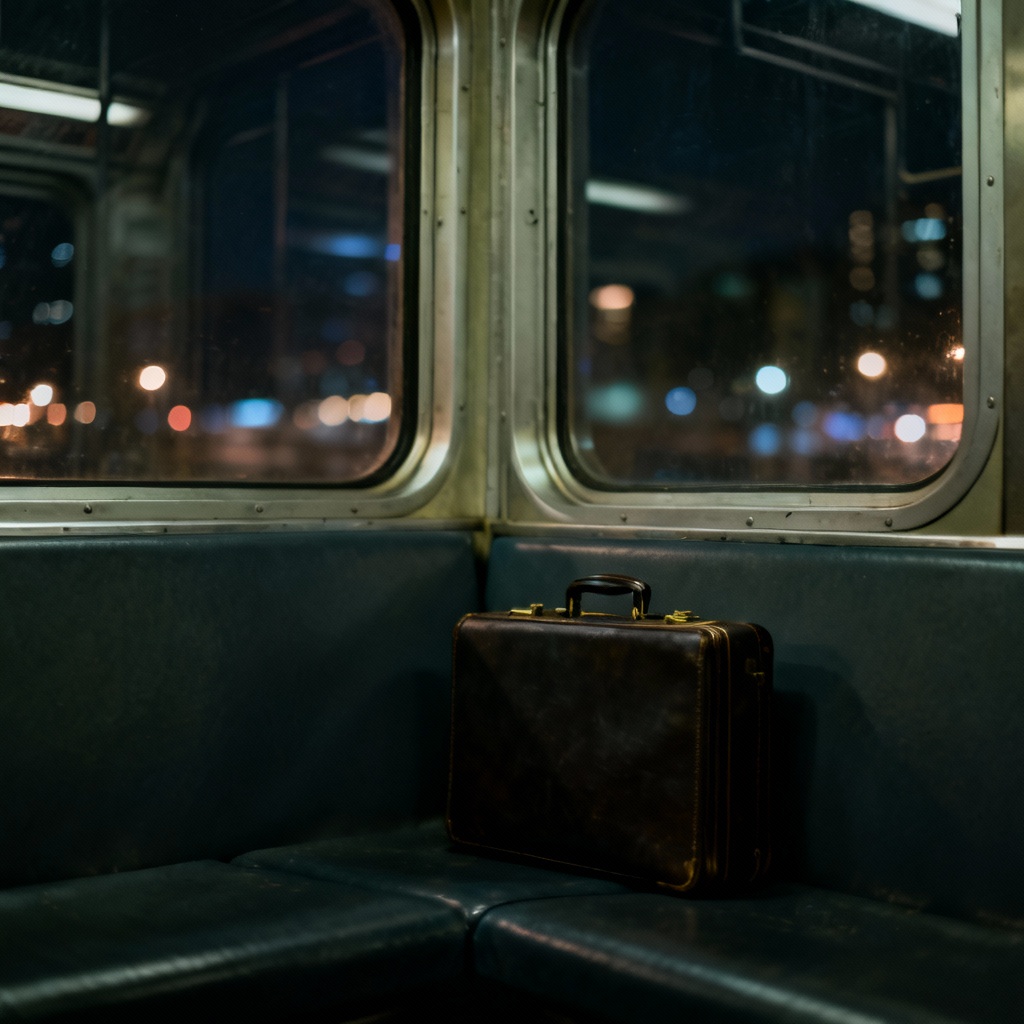 Suspenseful midnight train car interior