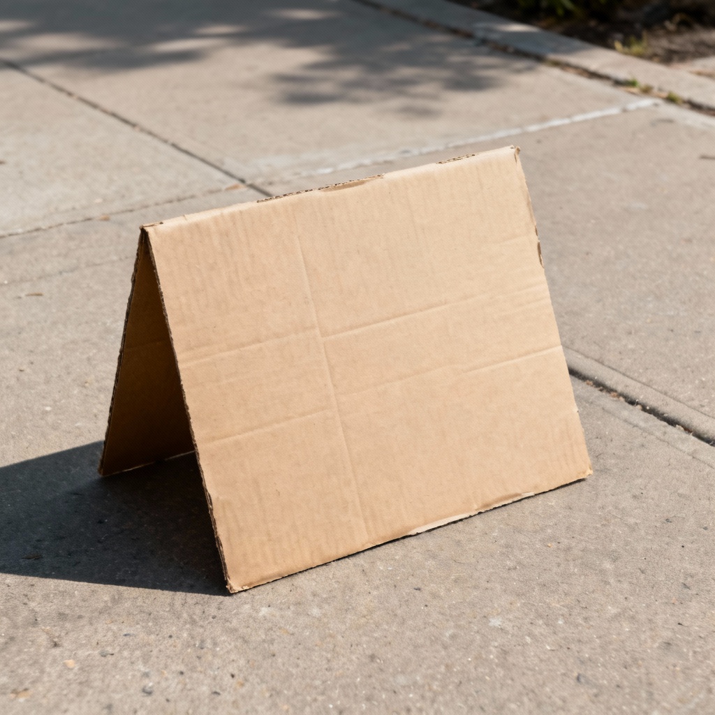 AI homeless man prank meme template signboard