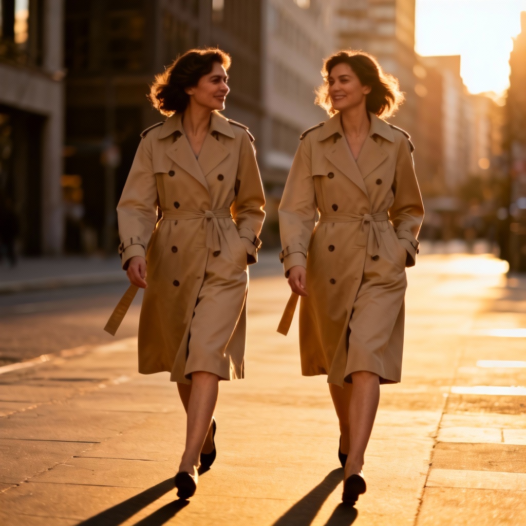 AI twin women city fashion editorial