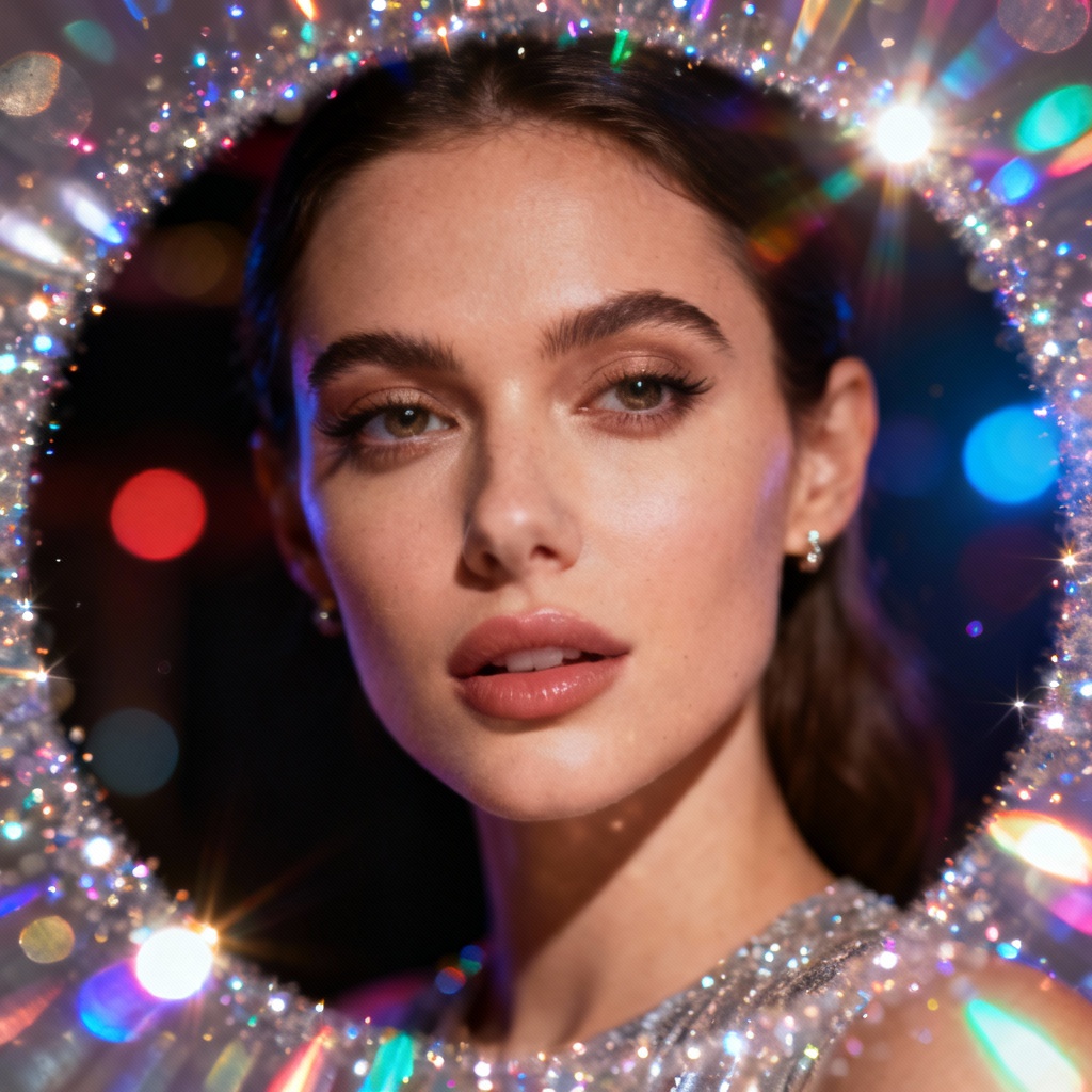 AI Glitter Disco Bokeh Frame Overlay
