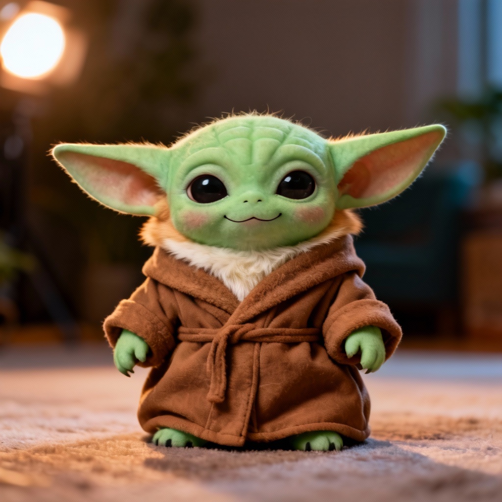 AI pet Baby Yoda transformation of a corgi in green alien style