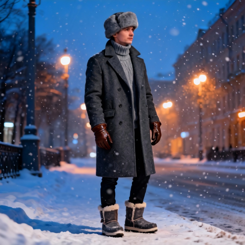 AI winter street style with ushanka and wool coat
