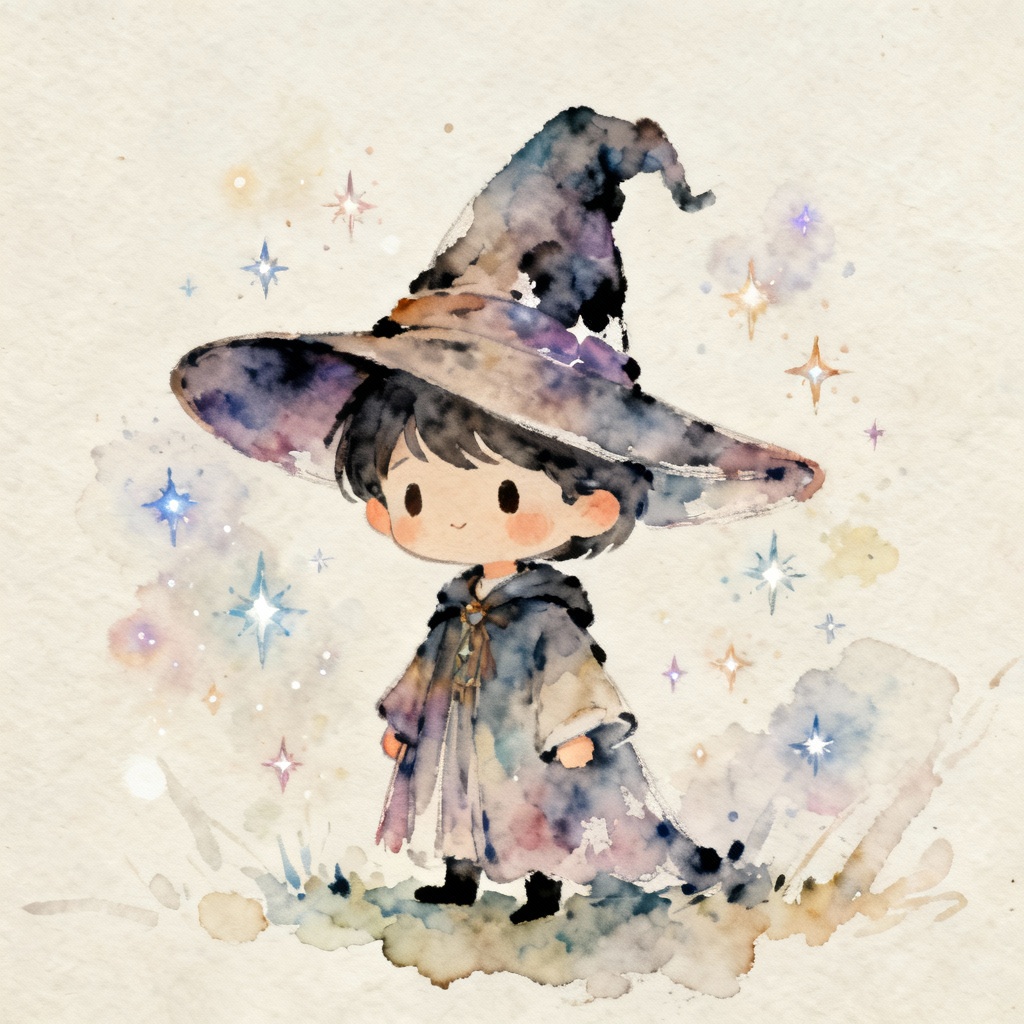 AI chibi large headed fantasy mage illustration