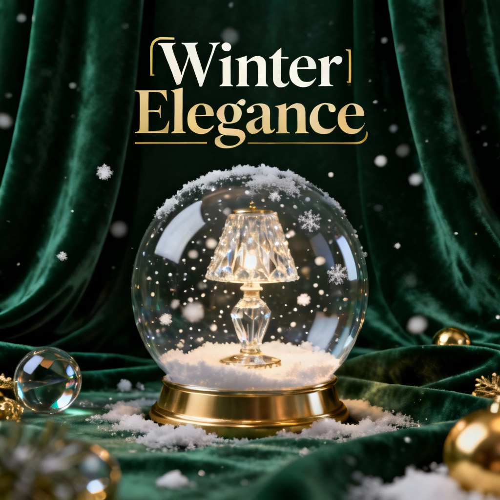 3D crystal lamp snow globe Christmas poster