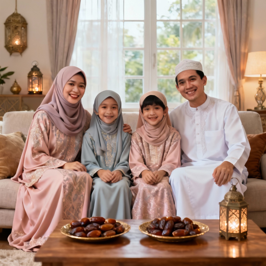 AI Eid family portrait in traditional clothing