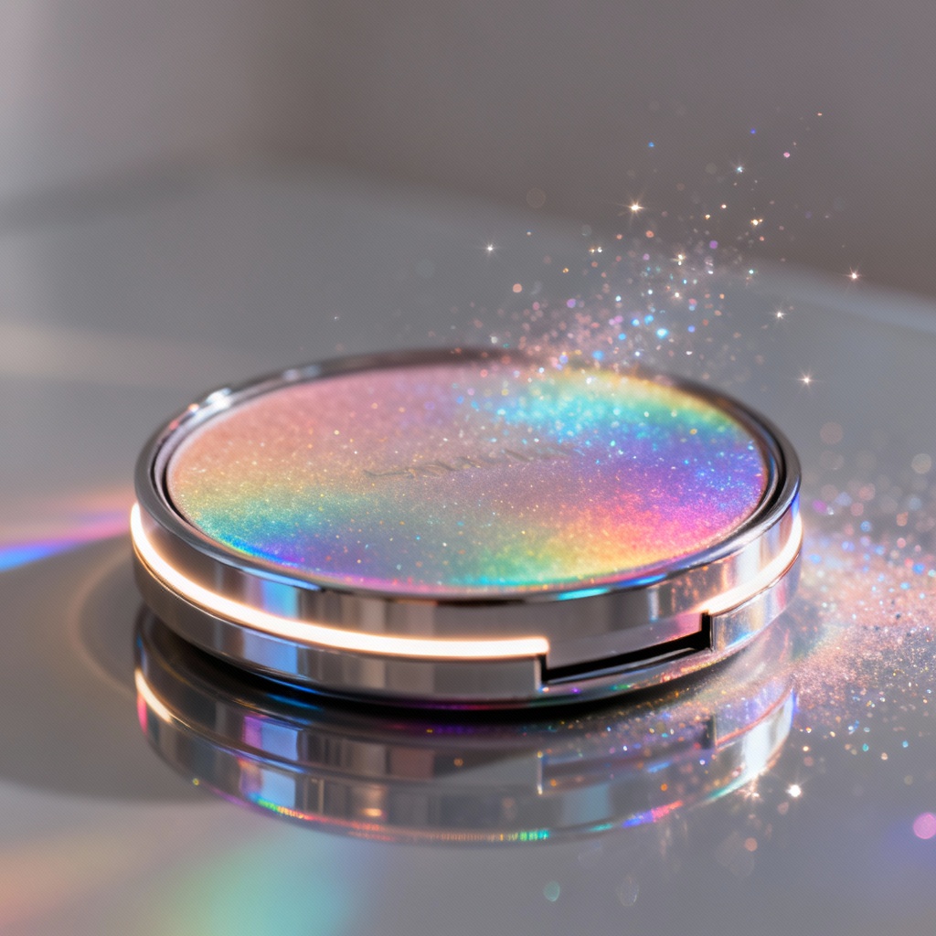 Holographic shimmer overlay on product photo