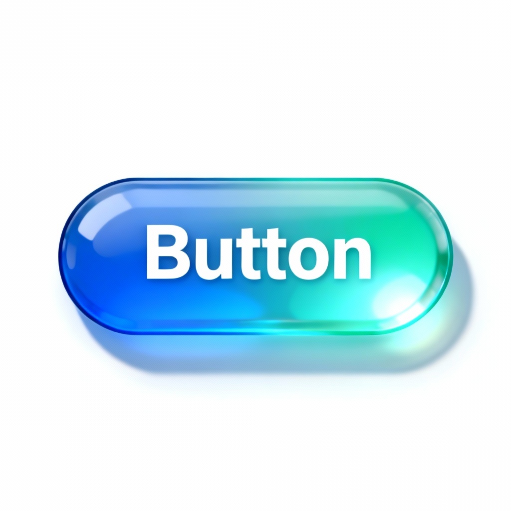 Glassmorphism rounded UI button with subtle reflection