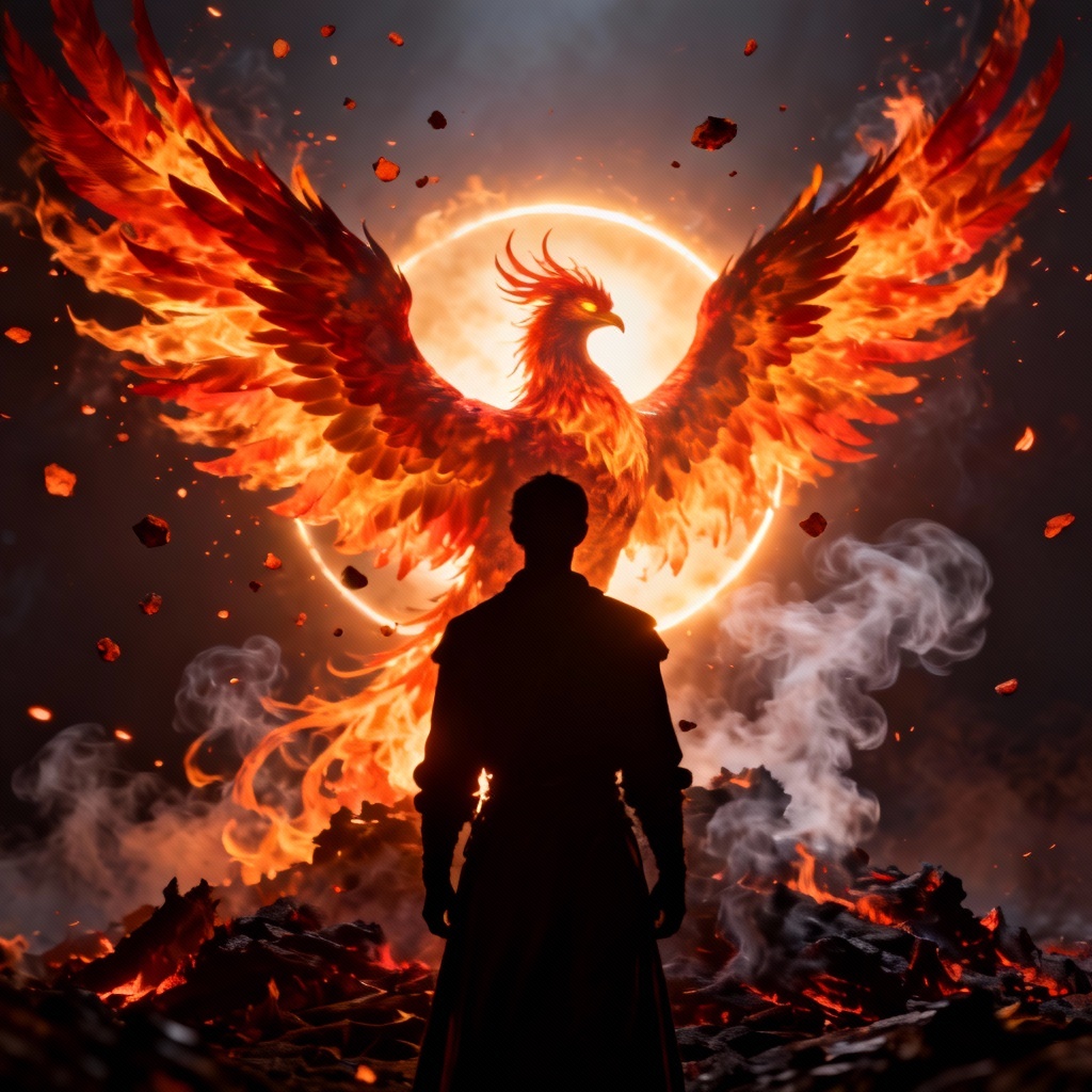 AI fire and ash phoenix avatar