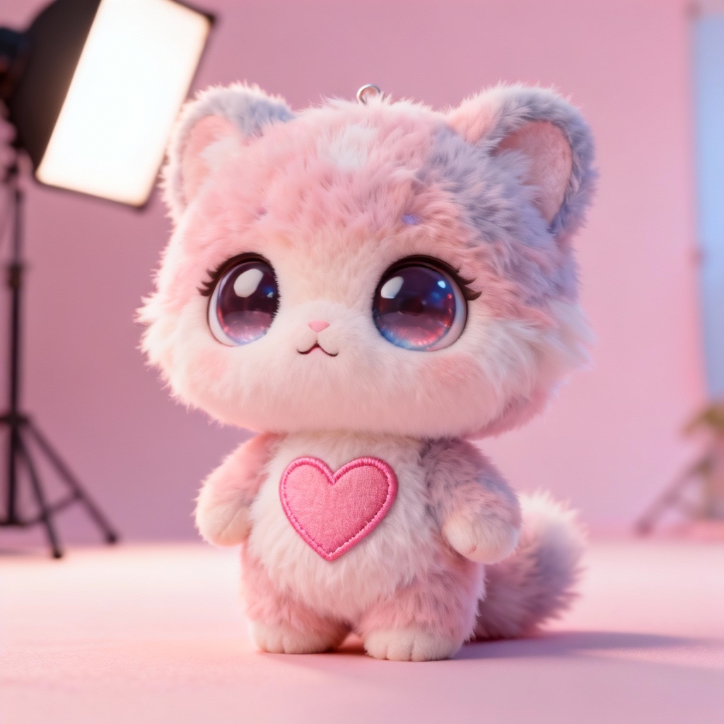 3D Kawaii Teddy Bear With Heart Patch