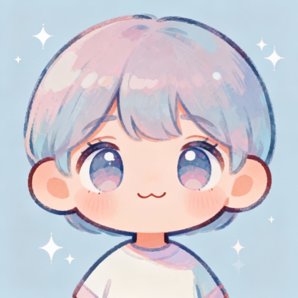 AI chibi pastel cartoon avatar with big eyes