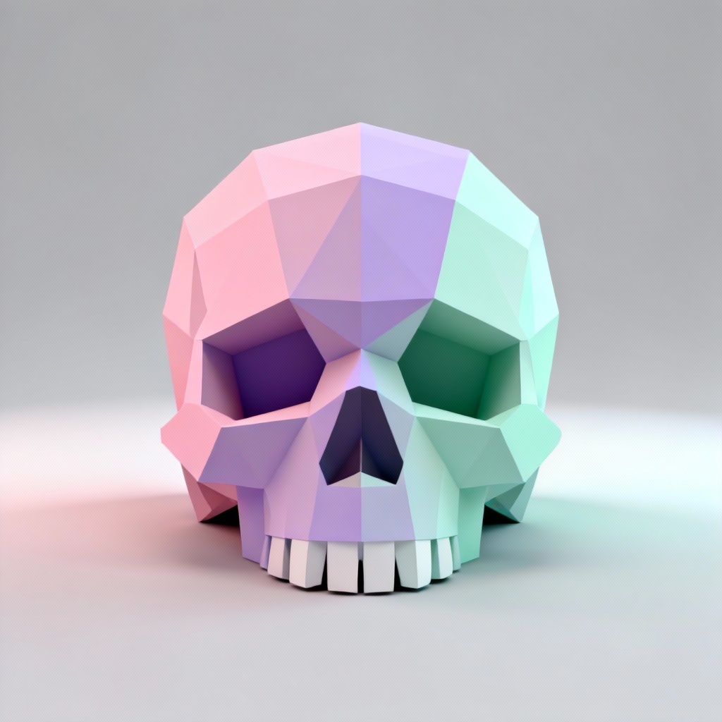 AI Low Poly 3D Skull Render