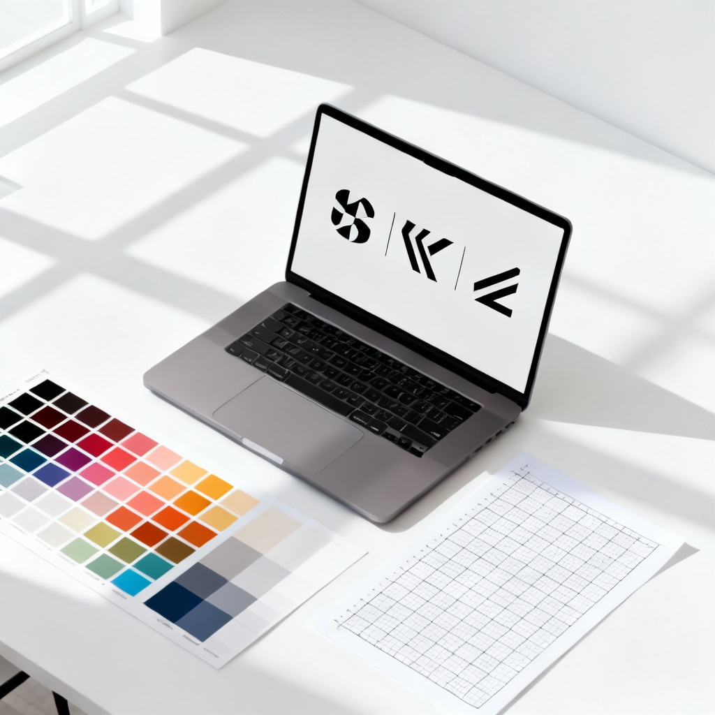 AI logo generator workspace with vector logos and color swatches