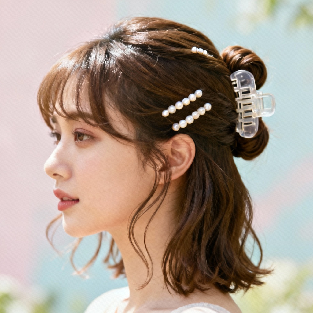 AI claw clip French twist Y2K updo with tendrils