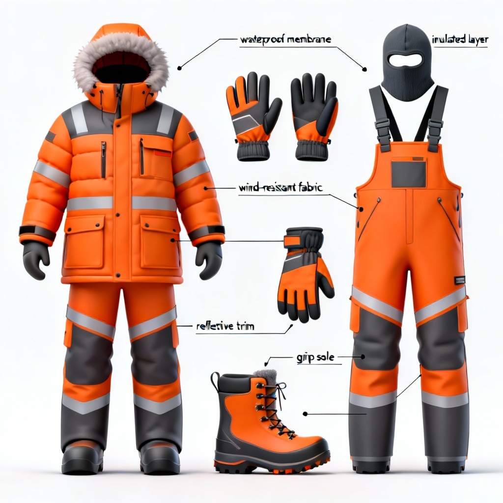 AI ice fishing insulated bibs and parka technical sheet