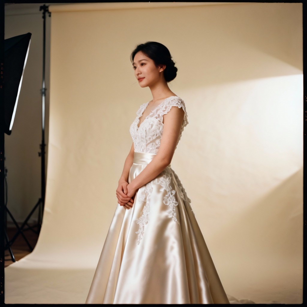 AI wedding couple studio portrait with soft lighting