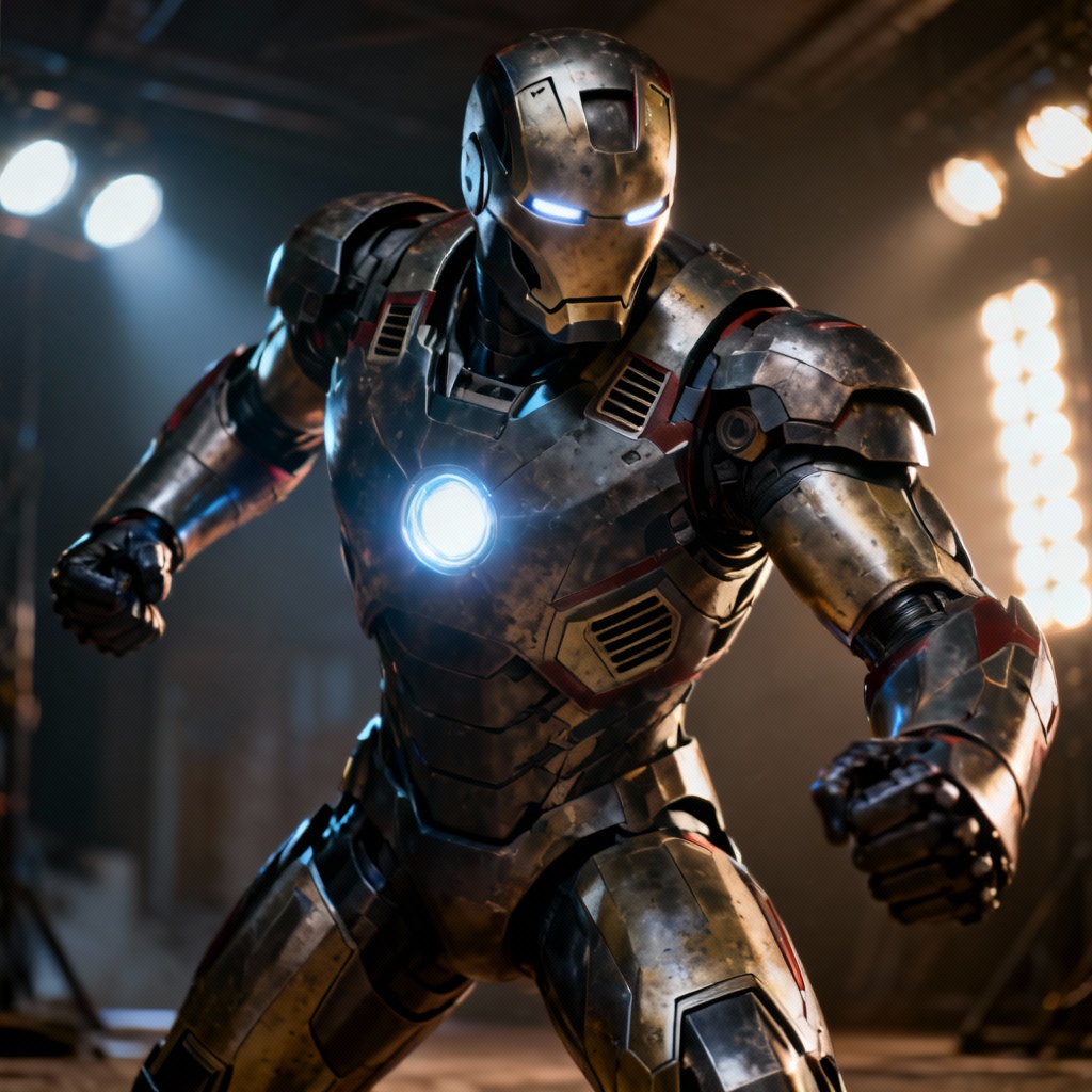 AI high-tech superhero armor closeup