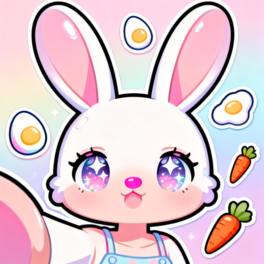 Kawaii chibi Easter bunny selfie
