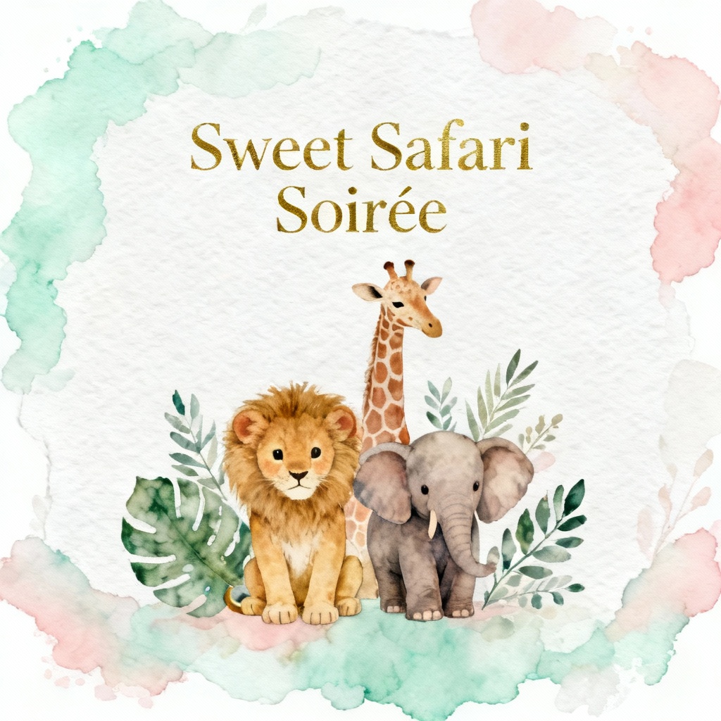 AI Pastel Safari Baby Shower Invitation