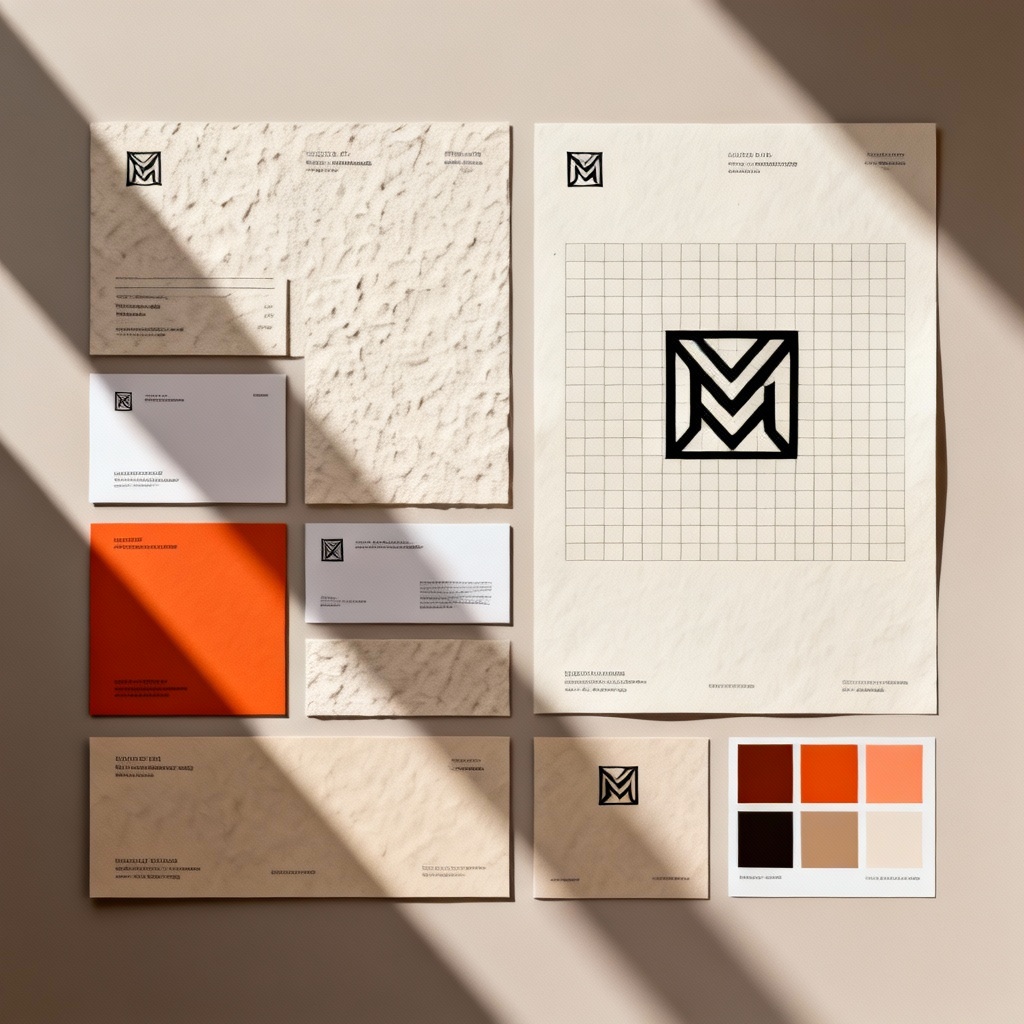 AI contemporary brand identity mood board and mockups