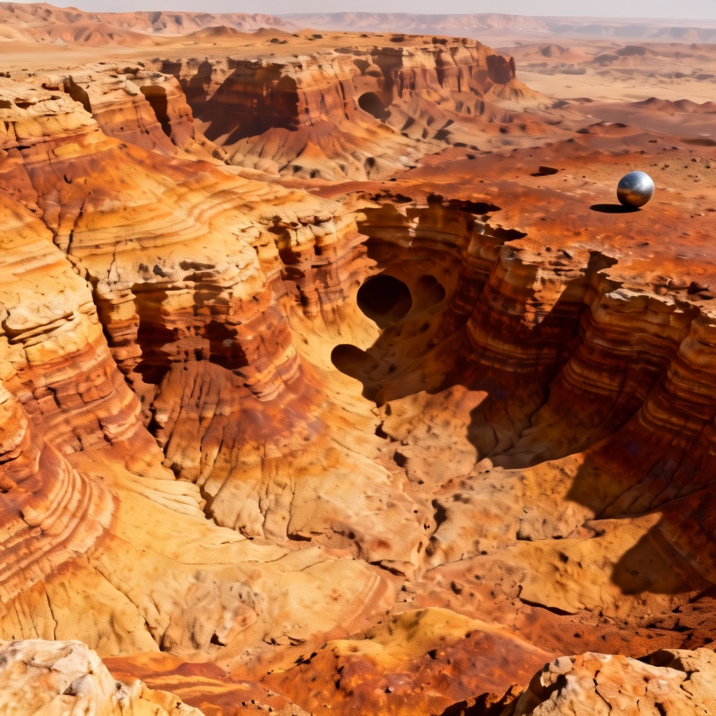 AI stylized desert sandstone with layered strata and warm tones